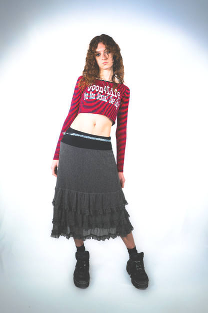 Marinière crop top Rouge & Bleu nuit
